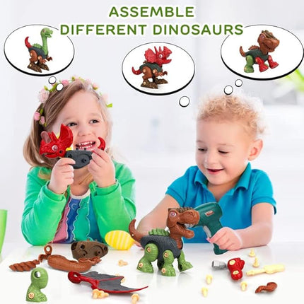 TOY Life 4 Pack Take Apart Dinosaur Stem Toys for Kids 3 5 7 8 12 Year Old Educational Building Constrution Toddler Toy Drill for Boys Gift Preschool Learning Dinosaur Games Toys for Kids Tool Set