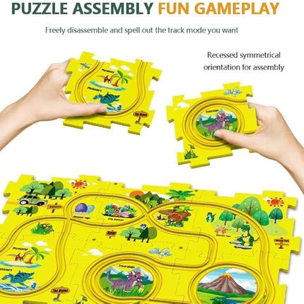 Toddler Construction Plate Set, Puzzle Racer Kids Car Track Set, Slot Car Race Track Sets, Learning Toy for Ages 3-5, 4 Themes (Dinosaur/Space/Ocean/Land) Creativity Development (5PCS, Ocean)