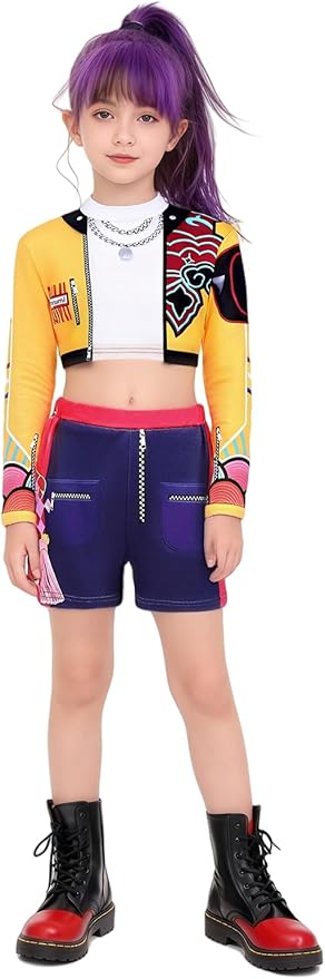 Girls Demon Pop Singer Hunters Costume 3-14 Years Stage Dance Idol Cosplay Outfit, Kids Halloween Costumes