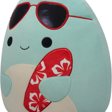 Squishmallows Original 14-Inch Perry Teal Dolphin with Red Surfboard - Official Jazwares Large Plush
