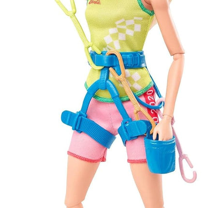 Barbie Olympic Games Tokyo 2020 Sport Climber Doll with Uniform, Tokyo 2020 Jacket, Medal, Harness, Weight and Climbing Clips for Ages 3 and Up