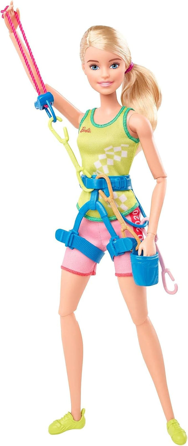 Barbie Olympic Games Tokyo 2020 Sport Climber Doll with Uniform, Tokyo 2020 Jacket, Medal, Harness, Weight and Climbing Clips for Ages 3 and Up