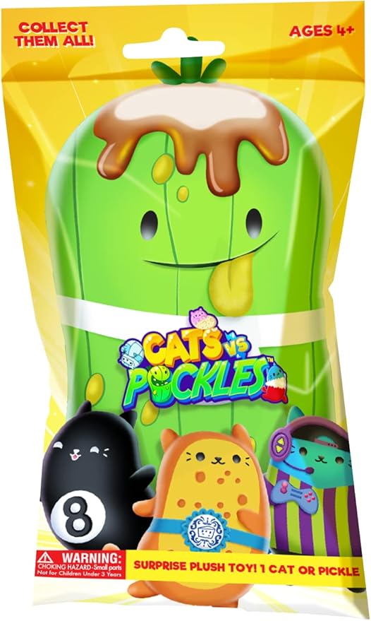 Cats vs Pickles - Mystery Bags - Gold Wave - 1pk - 4" Bean Filled Plushies! Great for Stocking Stuffers, Advent Calendars for Kids, Boys, & Girls.
