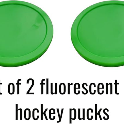 3.25-Inch (82mm) Fluorescent Air Hockey Pucks - Set of 2 - Durable 7mm Thick Pucks for Standard & Commercial Air Hockey Tables - High Visibility & Fast Gameplay