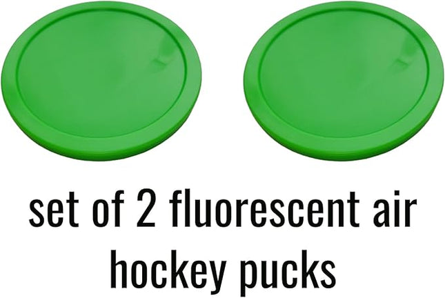 3.25-Inch (82mm) Fluorescent Air Hockey Pucks - Set of 2 - Durable 7mm Thick Pucks for Standard & Commercial Air Hockey Tables - High Visibility & Fast Gameplay