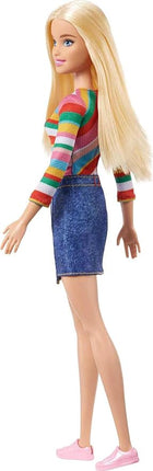 Barbie It Takes Two Doll, Malibu Fashion Doll with Blonde Hair, Rainbow Shirt, Denim Skirt & Pink Shoes
