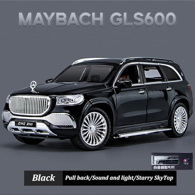 1/24 Scale Benz GLS600 SUV Toy Car, Zinc Alloy Diecast Car Model with Sound Light and Pull Back Function, Collectible Children's Toy Vehicles for Boys Adults Gift