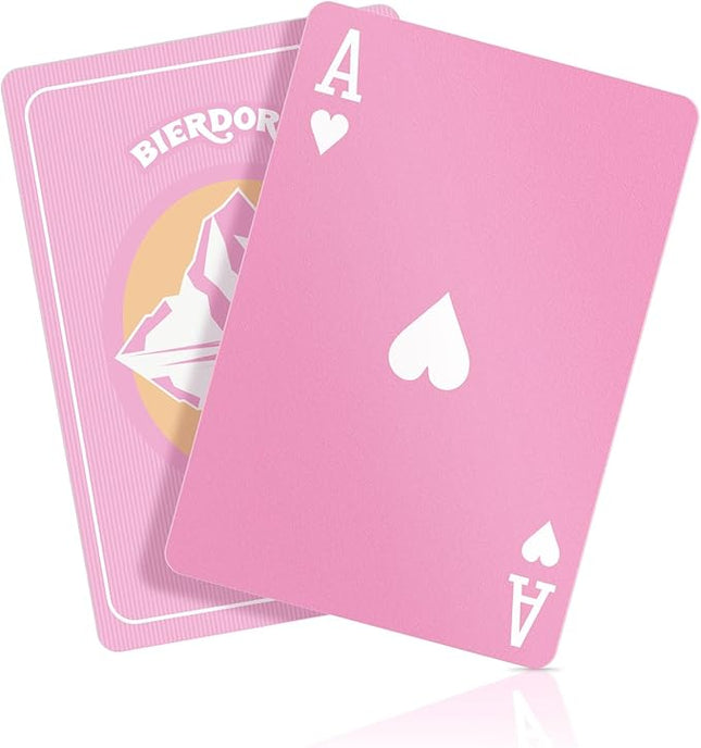 BIERDORF Pink Waterproof Playing Cards Durable Cute Deck of Cards Standard Index Professional Premium Poker Cards Vintage Themed Card Games for Families or Adults Pink Alps Style
