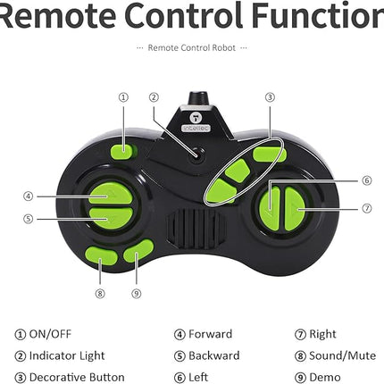 GILOBABY Remote Control Robot Toy for Kids 3-5 Years, Flashing LED Eyes, Dancing and Flexible Moves, Auto Demo Mode, Gift for Boys (Green)