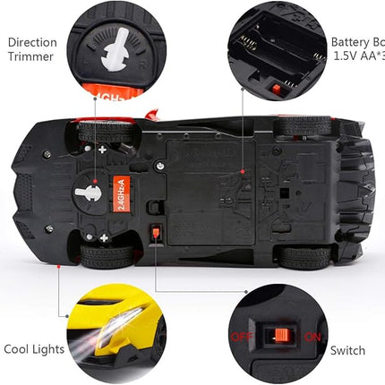 QUN FENG Remote Control RC CAR Racing Cars Compatible with Lamborghini Veneno Officially Licensed 1:24 Toy RC Cars Model Vehicle for Boys 6,7,8 Years Old,Yellow