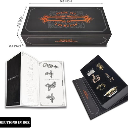 6PCS Metal Puzzle Box and 3D Brain Teasers for Adults Teens, Challenging IQ Logic Games, Gift for Christmas, Valentine's Day, Birthday, Anniversary & Family Party Game