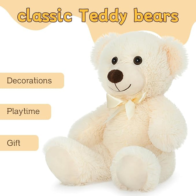 MaoGoLan 3 Pieces Bulk Soft Beige Stuffed Animals, 13.5" Cuddly Mini Teddy Bears for Baby Shower, Wedding, Party, Engagement