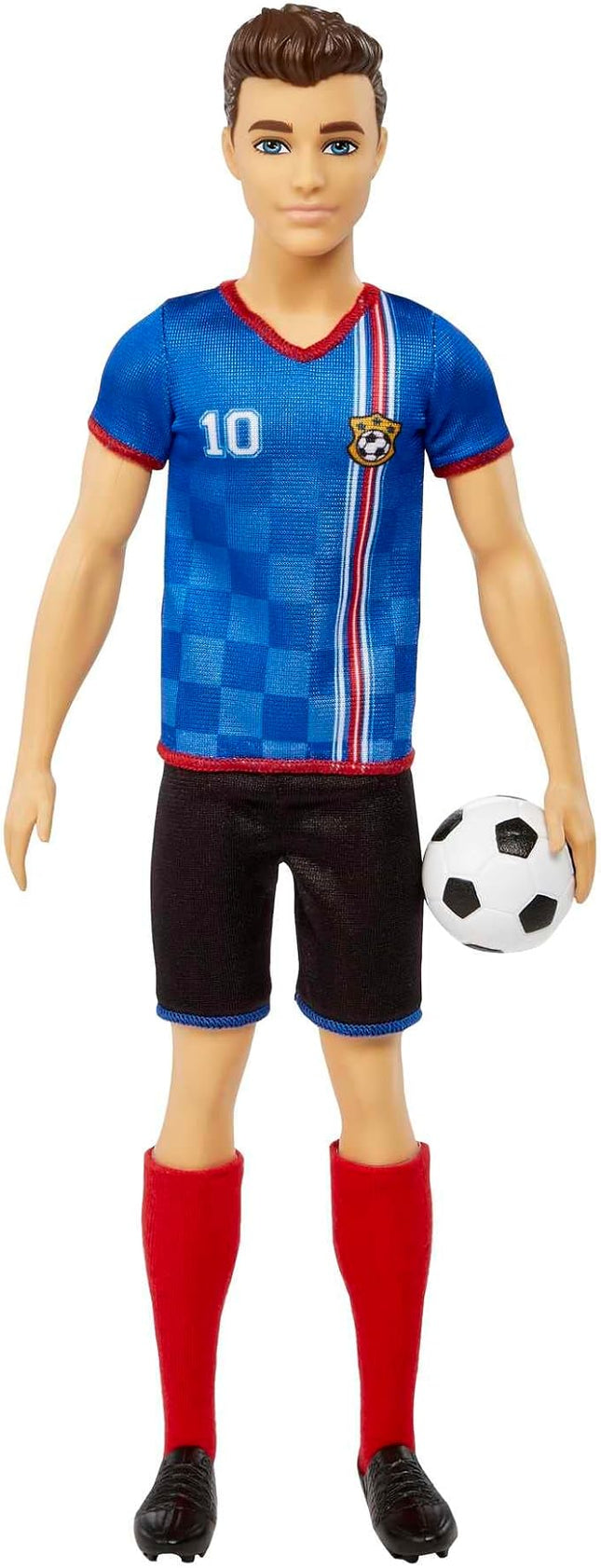 Barbie Careers Ken Fashion Doll & Accessory, Soccer Player with Cropped Hair, #10 Uniform, Tall Socks, Cleats & Ball