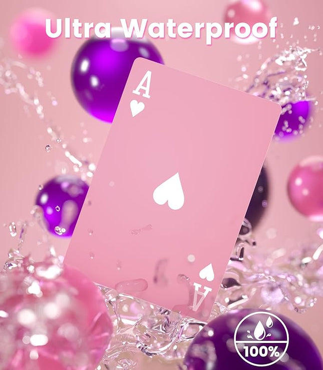 BIERDORF Pink Waterproof Playing Cards Durable Cute Deck of Cards Standard Index Professional Premium Poker Cards Vintage Themed Card Games for Families or Adults Pink Alps Style
