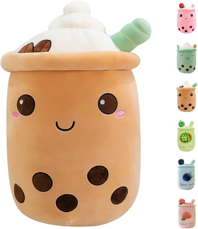 MDXMY Plush Stuffed Bubble Tea Plush Pillow Soft Cute Pearl Milk Tea Hug Toy(Brown Cream, 19.6 inches)
