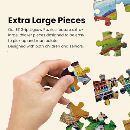 MasterPieces - 500 Piece Jigsaw Puzzle, Large EZ Grip Shapes, Free Wheeling, Fun for Adults, Seniors, Family, Kids, 19.25" x 26.75"