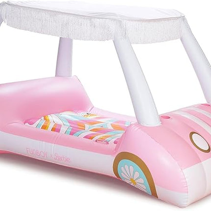 FUNBOY & Malibu Barbie Luxury Inflatable Golf Cart Summer Pool Float - Land or Water Inflatable with Cup Holder