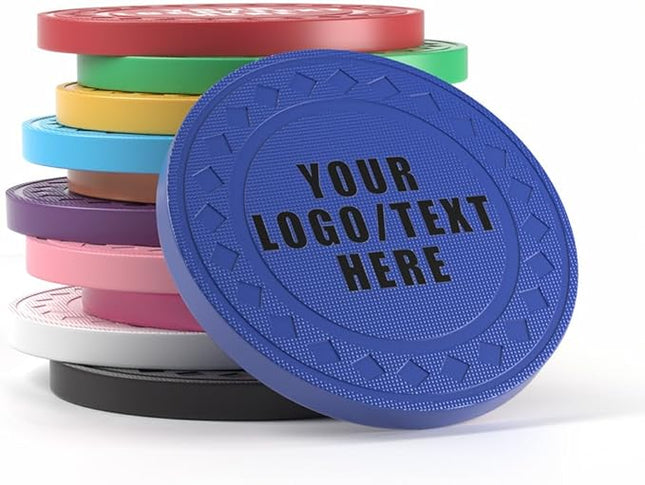 100 Personalized Plastic Diamond Chips, Print Your Image and Text, Tokens for Casino Player, Board Game, Late Night Poker Game, Party, Bar, Golf Ball Markers, Business Cards, Redemption