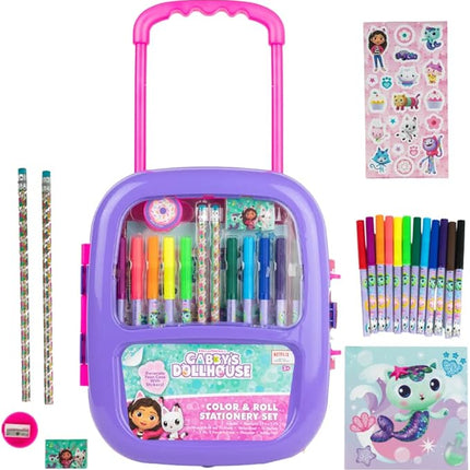 Innovative Designs Gabby’s Dollhouse Color and Roll Activity Set with Carrying Case, Stickers, & Art Supplies