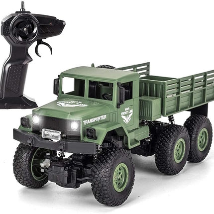 XINGRUI 50 Minutes Playing Time RC Military Truck, Off-Road Remote Control Car Army Toys, 2.4Ghz 4WD 1:18 Scale RC Car Toy Vehicle for Kids Children Boy Birthday