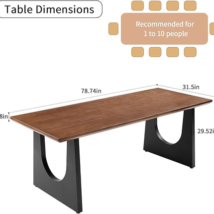 Wooden Executive Office Desk Computer Table Multi-Sized High Cost Performance Stylish Design Metal Legs Versatile Use for Office or Dining Casual Table (Walnut Color, 78.74in)