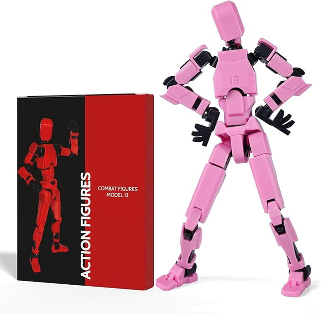 Action Figure Set, Model 13 Action Figure Multi-Jointed Movable,Gift Box Packaging, a Great for Loved Ones and Friends. (Pink)