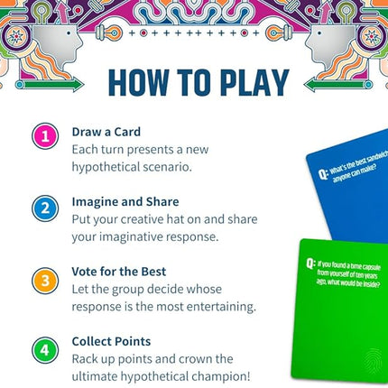 Hypothetically Fun - an Icebreaker Card Game, 350 Thought-Provoking Questions for Deeper Connections & Endless Laughs - Perfect for Game Night & Gatherings, Ages 14+