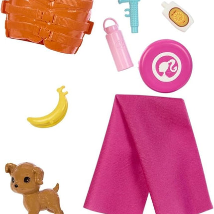 Barbie HPL69 Surf Doll Articulated Mannequin Brown Surfboard Puppy Themed Accessories Children's Toy from 3 Years