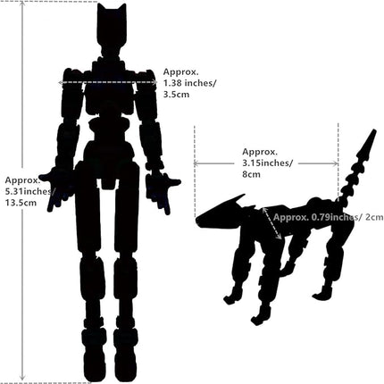 T13 Action Figures (Grow in The Dark Blue) Titan 13 Action Figures T13 3D Action Figure Set Already Assembled Dummy 13 Nova T-13 Robot 3D Printed Multi-Jointed Movable Toy (Blue Red + Dog)