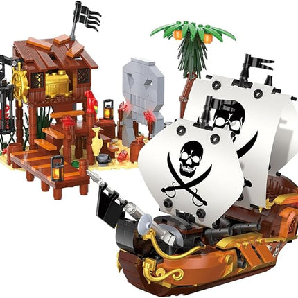 dOvOb Pirate Ship House Mini Blocks Building Set - 726PCS Construction STEM Collection Display Set for Adults and Teen