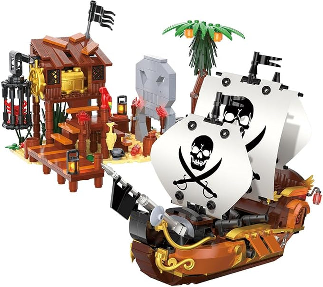 dOvOb Pirate Ship House Mini Blocks Building Set - 726PCS Construction STEM Collection Display Set for Adults and Teen