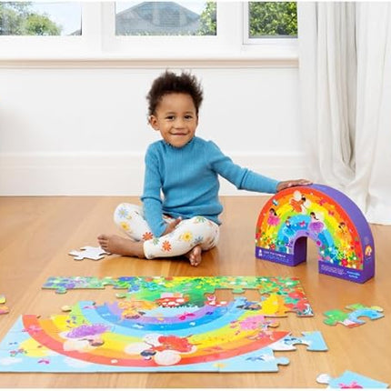 Crocodile Creek 36-Piece Jigsaw Floor Puzzle - Fun Floor Puzzles for Kids Ages 3-5 - Heavy-Duty Shaped Box for Storage - Over The Rainbow - 24" W x 18" H Finished