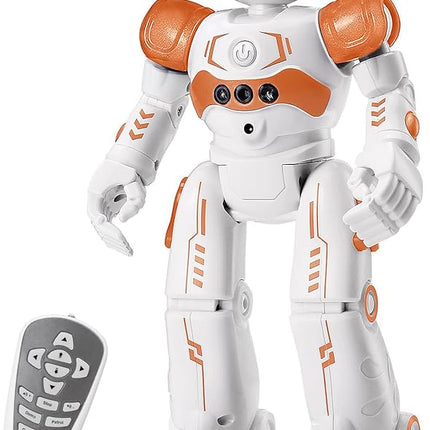 KingsDragon RC Robot Toys for Kids, Gesture & Sensing Programmable Remote Control Smart Robot for Age 3 4 5 6 7 8 Year Old Boys Girls Birthday Gift Present,Orange