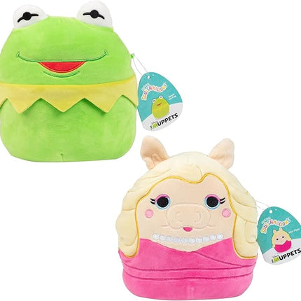 Squishmallows Original 8-Inch Kermit & Miss Piggy Set - Disney The Muppets - Official Jazwares Plush - Collectible Soft & Squishy Stuffed Animal Toy - Gift for Kids, Girls & Boys