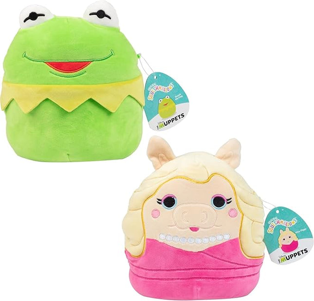 Squishmallows Original 8-Inch Kermit & Miss Piggy Set - Disney The Muppets - Official Jazwares Plush - Collectible Soft & Squishy Stuffed Animal Toy - Gift for Kids, Girls & Boys