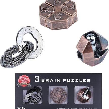 Brain Teaser Puzzle for Adults Puzzles Metal Hole Lock Adult Educational Toy Games for Adults Teens Educational Toy Gift (Bronze)