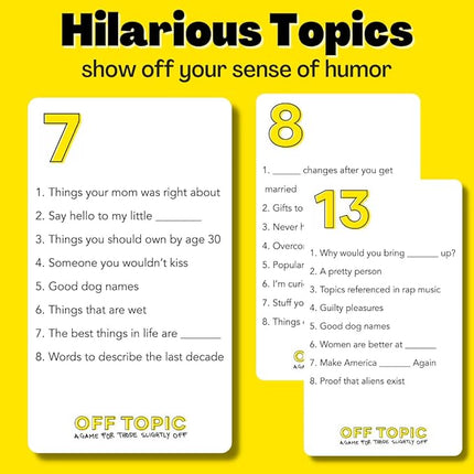 OFF TOPIC Party Game for Adults - Fun Adult Board Games for Groups of 2-8 Players - Hilarious Game Night Card Game for Friends, Family & More