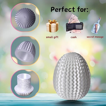 Egg-Shaped Maze Gift Box - Money Box for Cash Gifts, Puzzle Box for Boys & Girls, Easter Gift Box with Hidden Compartments, Easter Present for Birthdays & Special Occasions (White)