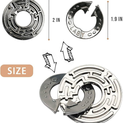 3PCS Fun Metal Brain Teaser Puzzle Games - Adults Mind 3D Toys -Teens IQ Insight Challenge - Educational Gift for Ages 12+