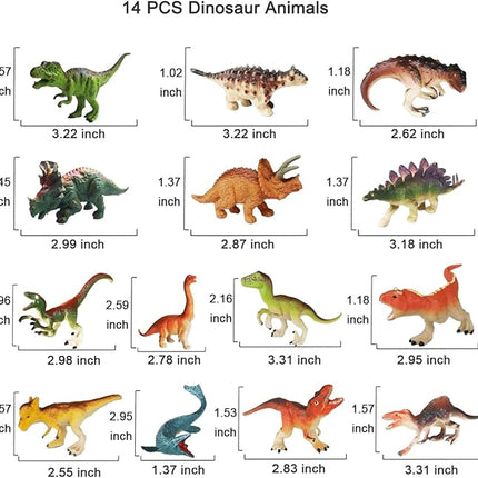 14 Pcs Figures Toys Realistic Mini Dinosaurs Animal Figurines, Plastic Learning Educational Playset Animal Themed Party Supplies Cake Topper Ornaments for Easter Egg Birthday Christmas