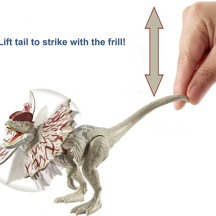 Jurassic World Fierce Force Dilophosaurus Dinosaur Action Figure Movable Joints, Realistic Sculpting & Single Strike Feature, Kids Gift Ages 3 Years & Older