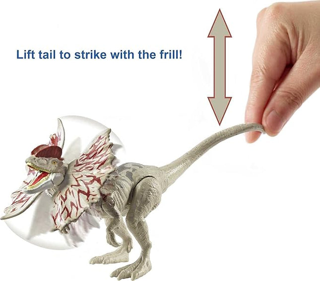 Jurassic World Fierce Force Dilophosaurus Dinosaur Action Figure Movable Joints, Realistic Sculpting & Single Strike Feature, Kids Gift Ages 3 Years & Older