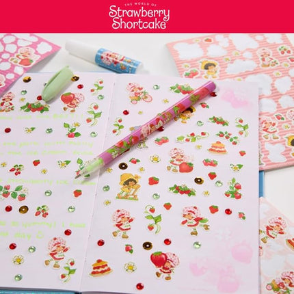 Strawberry Shortcake Sparkle Journal Set for Kids, Journal Kit with Stickers and Gems