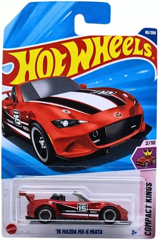 Hot Wheels '15 Mazda MX-5 Miata [Red], Compact Kings 2/10, 80/250, 1:64 Scale Diecast Car
