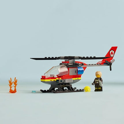 LEGO City Fire Rescue Helicopter Building Toy - Pretend Play & Learning Toys for Kids - 5 Year Old Boy & Girl Birthday Gift - with Firefighter Minifigure - 60411