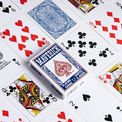 Maverick Playing Cards 12 Pack, Standard Index, Red and Blue Decks, Bulk Playing Cards for Poker, Card Games, and Family Game Night