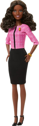 Barbie Careers Doll & Accessories, Future Leader with Dark Brown Hair Wearing Outfit with 2 Golden Bracelets & “B” Pin, Includes Sticker for Kids