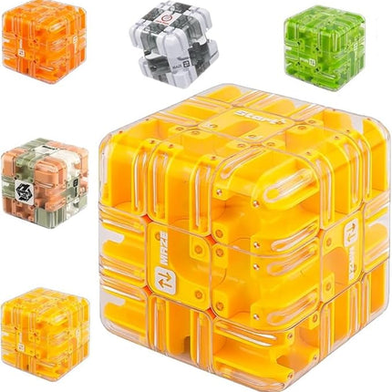 Large 3D Labyrinth Puzzle Maze Cub - an Engaging Brain Teaser Toy, high Difficulty,Suitable for Adults, Children,and Teenagers with Brain teasers,3D Maze Magic Cubes, Brain Training (Yellow)