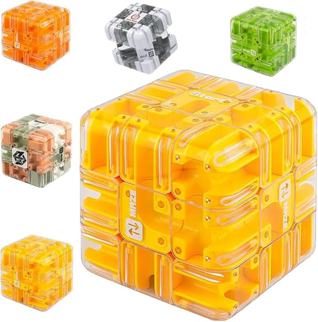 Large 3D Labyrinth Puzzle Maze Cub - an Engaging Brain Teaser Toy, high Difficulty,Suitable for Adults, Children,and Teenagers with Brain teasers,3D Maze Magic Cubes, Brain Training (Yellow)