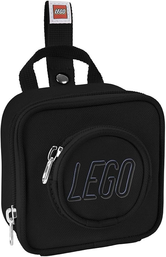 LEGO Kids Brick Mini Backpack Accessory Pouch with Novelty Backstraps, Snaps to Belt or Full-Size Backpack, Holds Small Items like Keys & Headphones, Black